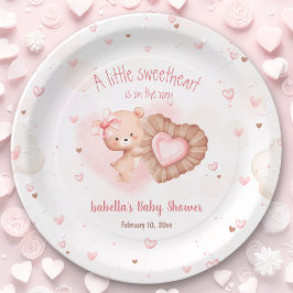 Little Sweetheart Roze Baby shower Papieren Bordje