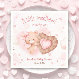 Little Sweetheart Roze Baby showers servetten