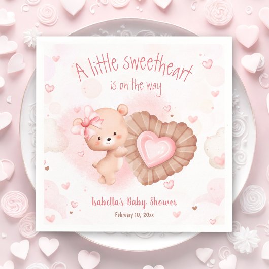 Little Sweetheart Roze Baby showers servetten