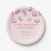 Little Sweetheart Roze Hart Macarons Baby shower Papieren Bordje (Voorkant)
