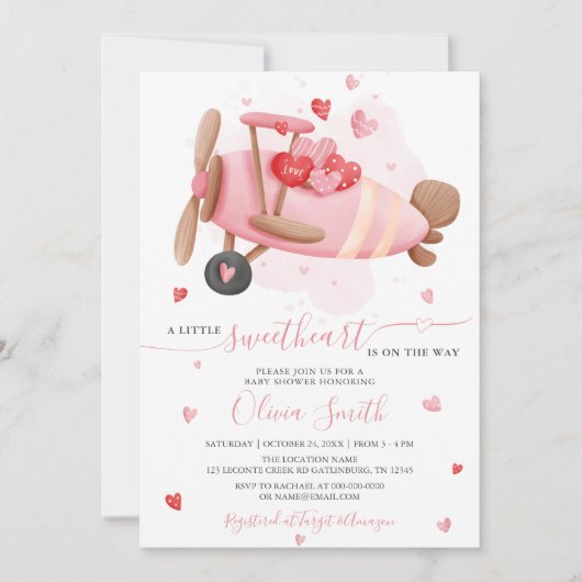 Little Sweetheart Roze Valentijn Baby shower Kaart (Voorkant)