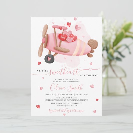 Little Sweetheart Roze Valentijn Baby shower Kaart (Staand voorkant)