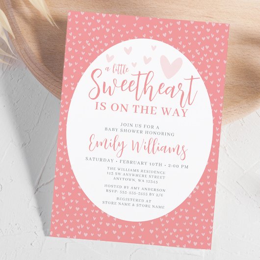 Little Sweetheart Roze Valentijn Meisje Baby showe Kaart