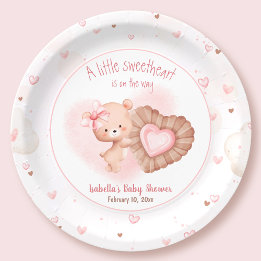 Little Sweetheart Roze Valentijns Baby shower Papieren Bordje