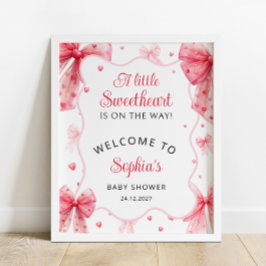Little Sweetheart Schattige Bow Baby shower Welkom Poster