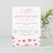 Little Sweetheart Schattige Heart Pattern Baby sho Kaart (Staand voorkant)