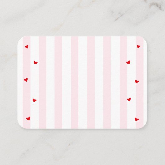 Little Sweetheart Stripes & Bow Diaper Raffle Card Informatiekaartje (Achterkant)