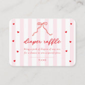 Little Sweetheart Stripes & Bow Diaper Raffle Card Informatiekaartje (Voorkant)