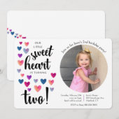Little Sweetheart Tweede Verjaardag Uitnodiging (Voorkant / Achterkant)