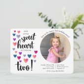 Little Sweetheart Tweede Verjaardag Uitnodiging (Staand voorkant)