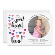 Little Sweetheart Tweede Verjaardag Uitnodiging