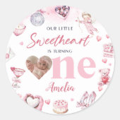 Little Sweetheart Valentijn 1st Birthday Sticker (Voorkant)