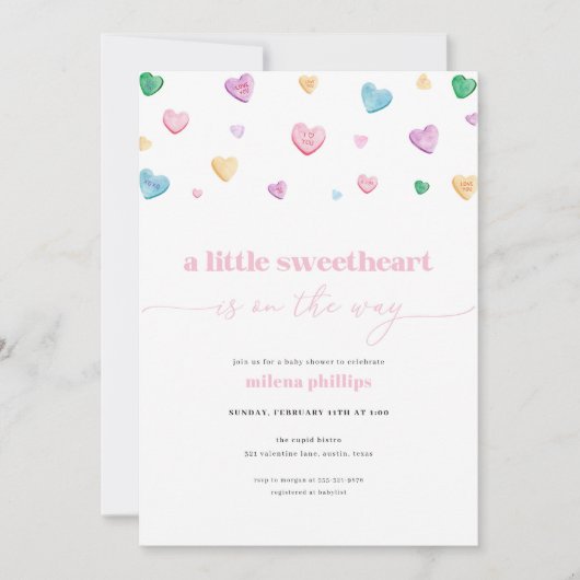 Little Sweetheart Valentijn Baby shower Invitation Kaart (Voorkant)