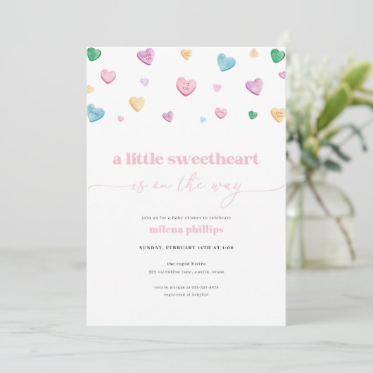 Little Sweetheart Valentijn Baby shower Invitation Kaart (Staand voorkant)