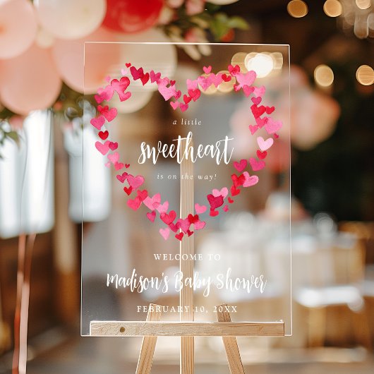 Little Sweetheart Valentijn Baby shower Welkom Acryl Bord