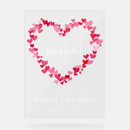 Little Sweetheart Valentijn Baby shower Welkom Acryl Bord (Voorkant)