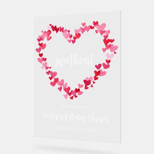 Little Sweetheart Valentijn Baby shower Welkom Acryl Bord (Hoek)