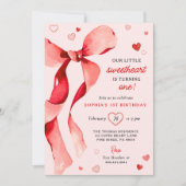 Little Sweetheart Valentijn Bow Verjaardag Kaart (Voorkant)