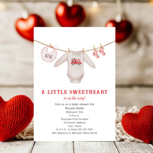 Little Sweetheart Valentijn Boy Baby shower Kaart