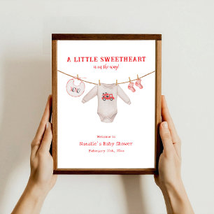 Little Sweetheart Valentijn Boy Baby shower Poster