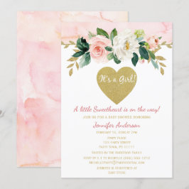 Little Sweetheart Valentijn Girl Pink Baby shower Kaart