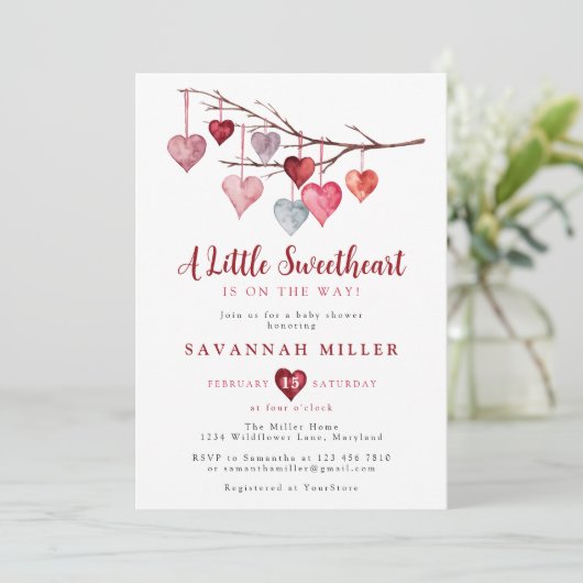 Little Sweetheart Valentijn Hearts Baby shower Kaart (Staand voorkant)