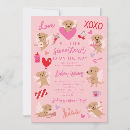 Little Sweetheart Valentijn Puppy Baby shower Kaart (Voorkant)