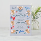 Little Sweetheart Valentijn Puppy Verjaardag Blauw Kaart (Staand voorkant)