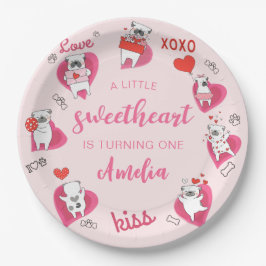 Little Sweetheart Valentijn Puppy verjaardag Papieren Bordje