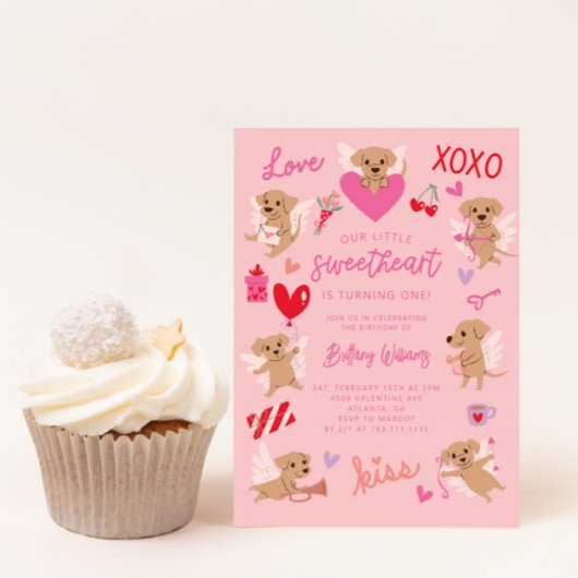 Little Sweetheart Valentijn Puppy Verjaardagsfeest Kaart