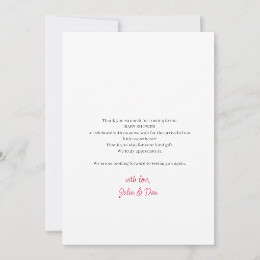 Little Sweetheart Valentijn Waterverf Baby shower Bedankkaart (Achterkant)