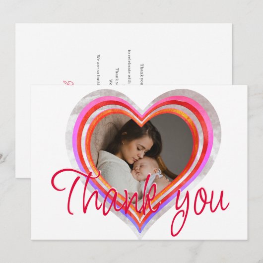 Little Sweetheart Valentijn Waterverf Baby shower Bedankkaart (Voorkant / Achterkant)