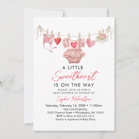 Little Sweetheart Valentijns Baby shower Kaart (Voorkant)