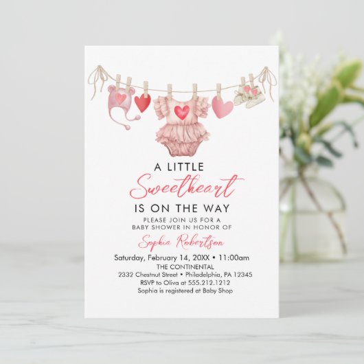 Little Sweetheart Valentijns Baby shower Kaart (Staand voorkant)