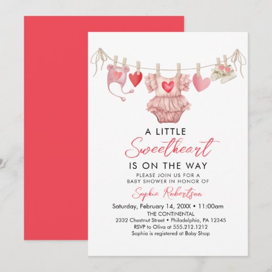 Little Sweetheart Valentijns Baby shower Kaart (Voorkant / Achterkant)