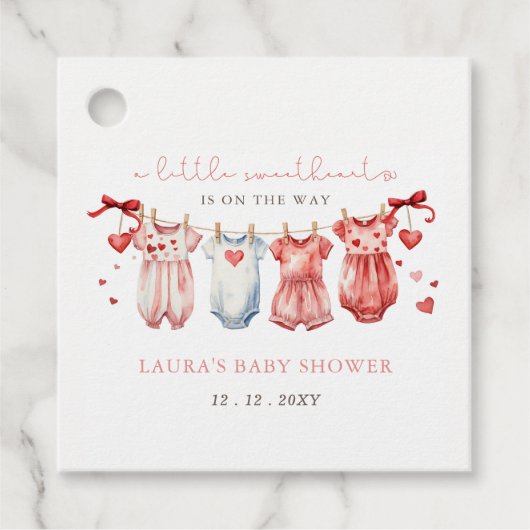 Little Sweetheart Valentijns Baby shower Meisje Bedankjes Labels (Voorkant)
