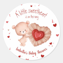 Little Sweetheart Valentijns Baby shower Rode Hart Ronde Sticker