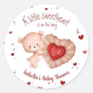 Little Sweetheart Valentijns Baby shower Rode Hart Ronde Sticker