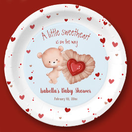 Little Sweetheart Valentijns Baby shower rood blau Papieren Bordje