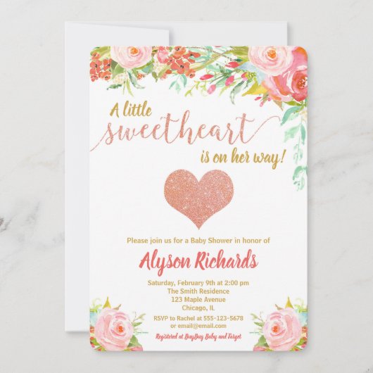 Little Sweetheart Valentijnsdag baby shower Kaart (Voorkant)