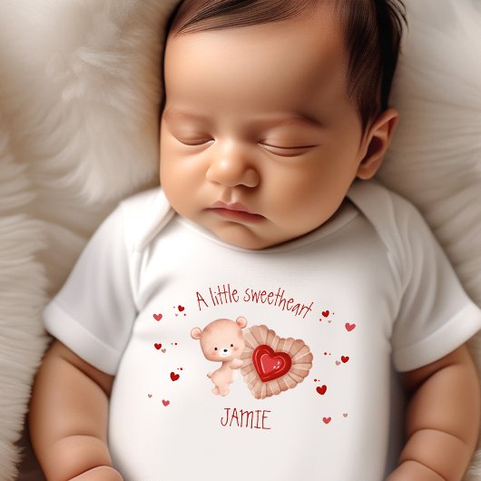 Little Sweetheart Valentijnse Baby Beer Naam Romper