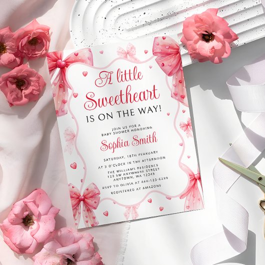Little Sweetheart Valentijnse Baby shower Bow Kaart