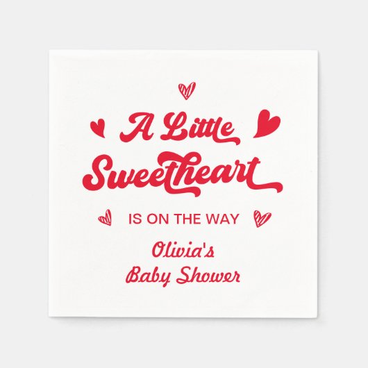 Little Sweetheart Valentijnse Baby shower Neutraal Servet (Voorkant)