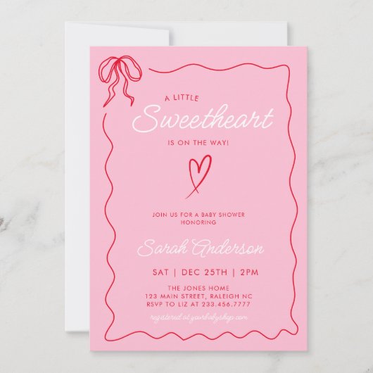 Little Sweetheart Valentijnse Baby shower Roze Roo Kaart (Voorkant)