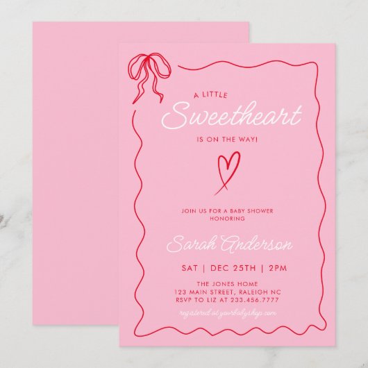 Little Sweetheart Valentijnse Baby shower Roze Roo Kaart (Voorkant / Achterkant)