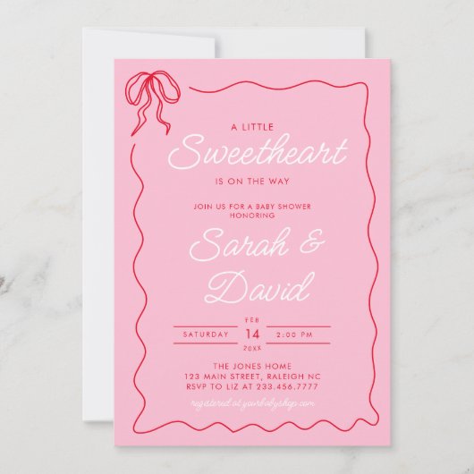 Little Sweetheart Valentijnse Baby shower Roze Roo Kaart (Voorkant)