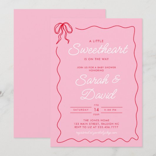 Little Sweetheart Valentijnse Baby shower Roze Roo Kaart (Voorkant / Achterkant)