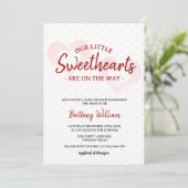 Little Sweetheart Valentijnse Tweeling Baby shower Kaart (Staand voorkant)