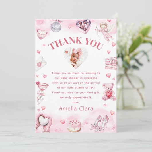 Little Sweetheart Valentijnse verjaardag Bedankkaart (Staand voorkant)