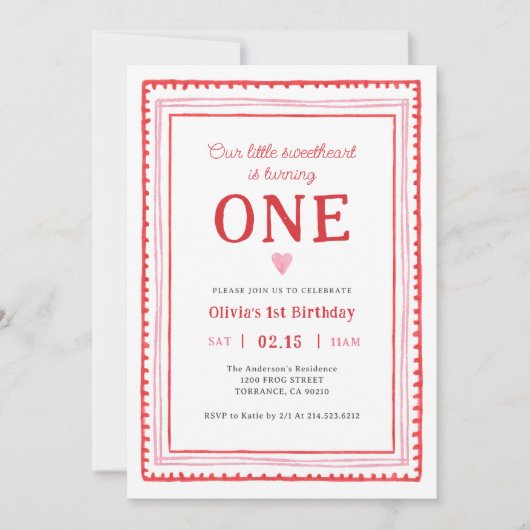 Little Sweetheart Valentijns's Meisje Eerste Verja Kaart (Voorkant)